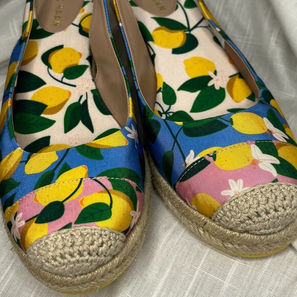 Cole Haan Women's Cloudfeel Espadrilles Slingback Azure Lemon Print Size 9.5 - Picture 12 of 12